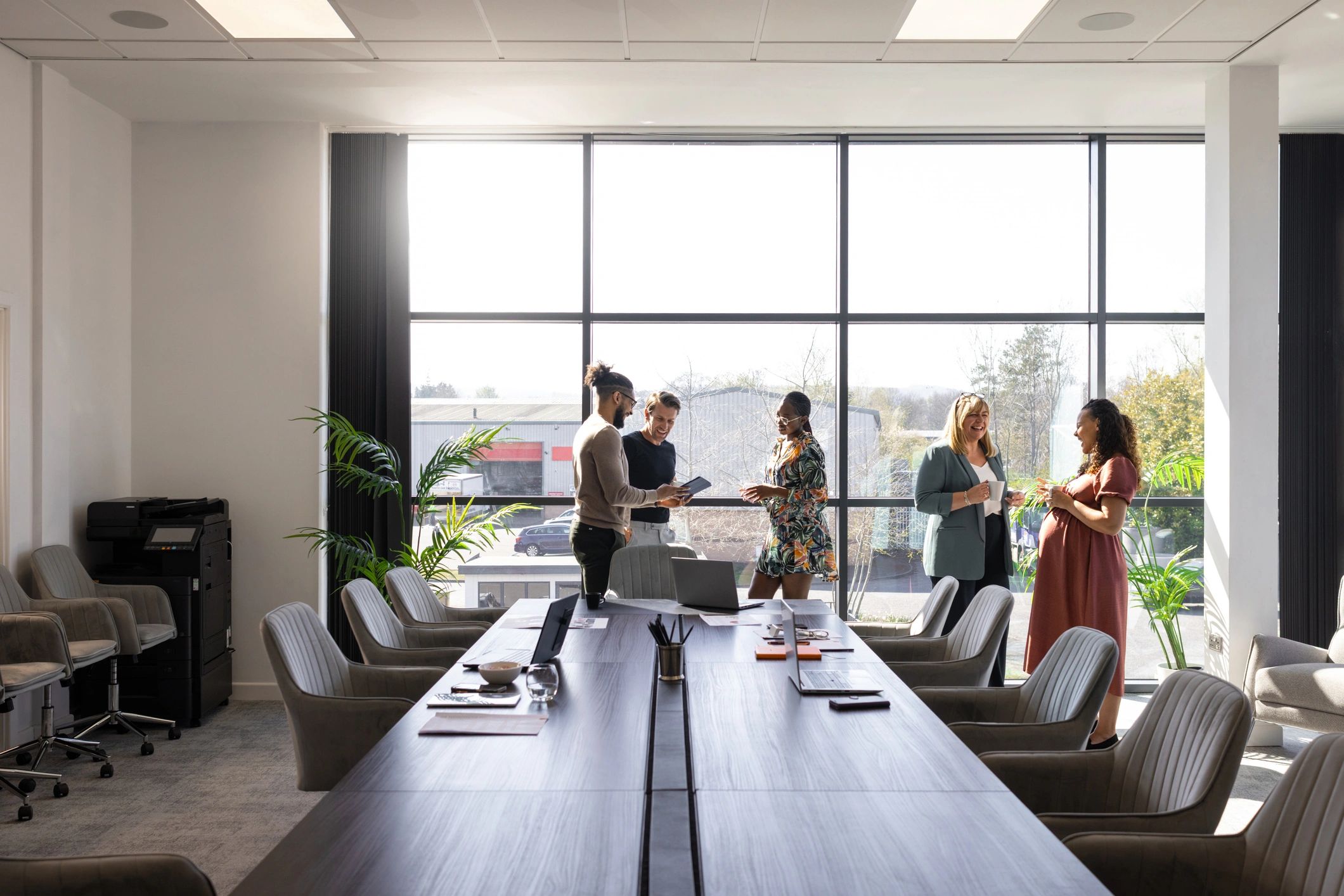 Business advisors collaborating in a modern office environment